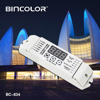 Contrôleur de lumière LED DMX Bincolor BC-834 4 canaux avec affichage RGBW, mode maître-esclave, décodeur DMX