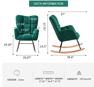 <span class=keywords><strong>Sillón</strong></span> Mecedora Moderno, Superventas de Fábrica, Tapizado en Tela, con Respaldo Alto, Reposabrazos y Funda Extraíble - Product Image 2