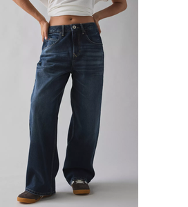 جينز مريح عالي الخصر يسمح بالتهوية للسيدات طراز كلاسيكي من قماش الدنيم السريع بلون بسيط غير رسمي لجميع المواسم لفصل الصيف - Product Image 1