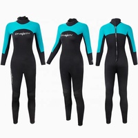 DIVESTAR Pakaian Selam Wanita 3MM Neoprene Merah Biru dan Hitam dengan Fitur Bernapas & Tahan Air Ukuran Besar