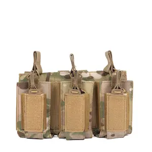 Tactical Triple Bag Pack M4 M16 MOLLE Tactical Vest Accessories Camouflage Package Outside Hanging bag