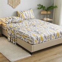 Vente en gros 100% ensemble de draps de lit en polyester imprimé personnalisé motif de feuilles florales 4 pièces draps plats et housses pour usage domestique