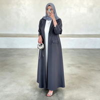 Abaya élégante de style blazer, ouverte, pour femmes musulmanes, grise, Dubaï