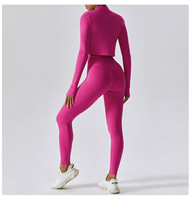 Vêtements de sport légers et respirants personnalisés pour le yoga et la salle de sport, haut de sport pour femmes, vêtements de sport d'extérieur, design avec trou pour le pouce, manches longues, fermeture éclair