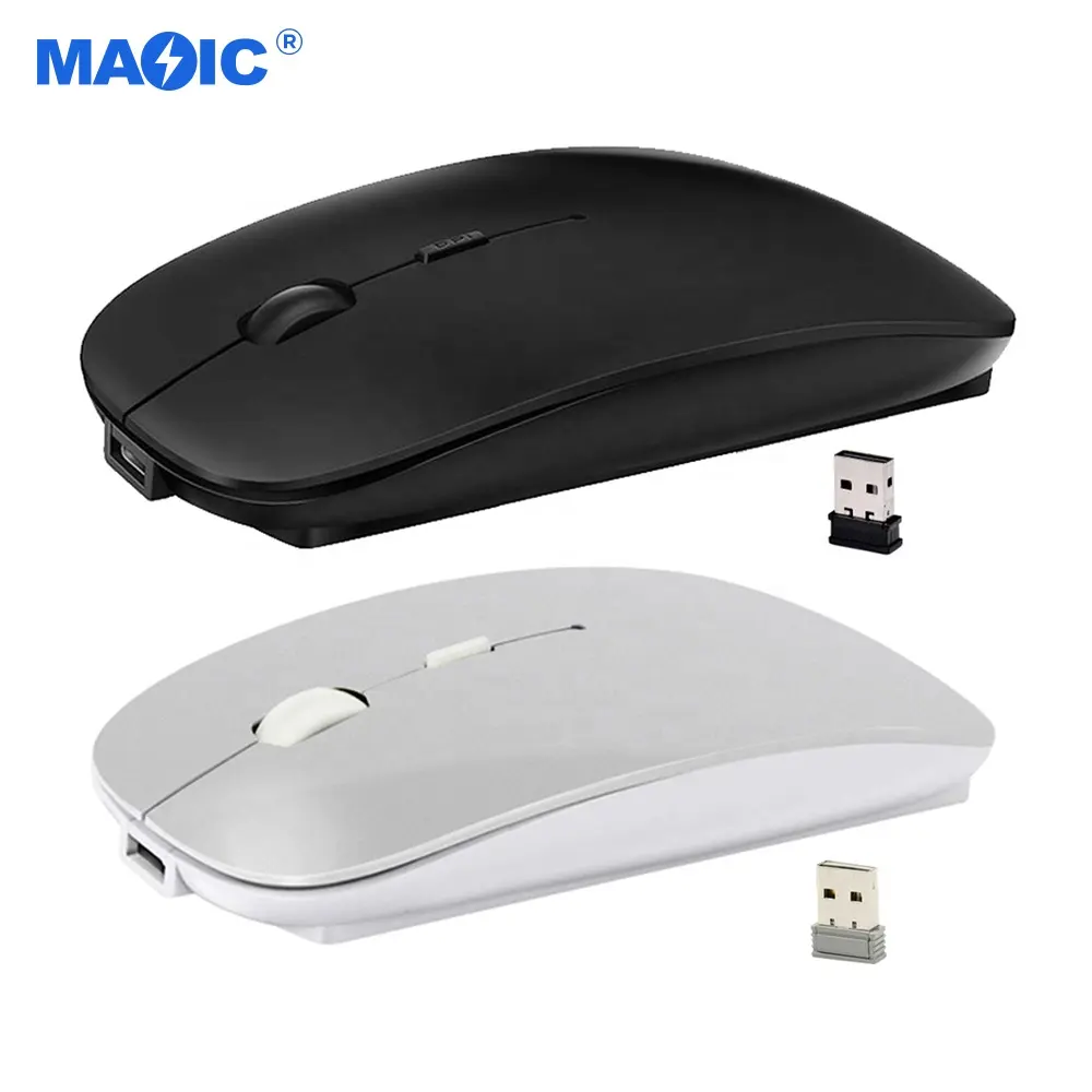 Computer Hardware Software Mini Mouse Wireless 2.4ghz Optical Rechargeable Mouse With USB Charging Cable for Desktop Laptop
