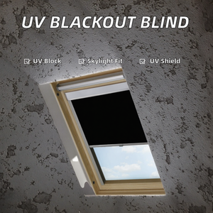 Store enrouleur occultant sur mesure résistant aux UV pour lucarne à toit incliné, avec rail latéral et tissu à motif vertical uni - Product Image 2