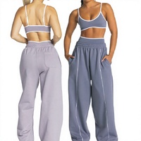 Ensemble de yoga tendance pour femme, grande taille, color-block rayé, polyvalent, coupe ample, pantalon droit taille mi-haute décontracté, séchage rapide