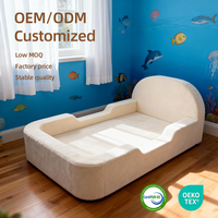 2026 Neues Design Bestseller Gepolstertes Kleinkind-Bettsofa mit Anpassbarer Matratze und Schutzgeländer Komplett Schaumstoff Kinderbodenbett für Schlafzimmer