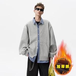 Sudadera Unisex de Estilo Americano, Gruesa, con Media Cremallera, Diseño de Letras, Holgada, con Cuello Redondo, para Invierno - Product Image 1