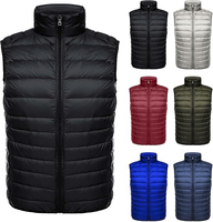 Gilet matelassé léger et ajusté pour homme, sans manches, avec col montant, veste sans manches chaude en duvet pour l'hiver