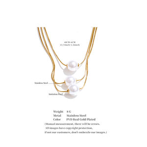 JINYOU 2779 Elegante Collar de Joyería de Tres Capas de Acero Inoxidable Chapado en Oro con Cadena de Perlas Simuladas para Regalo - Product Image 6