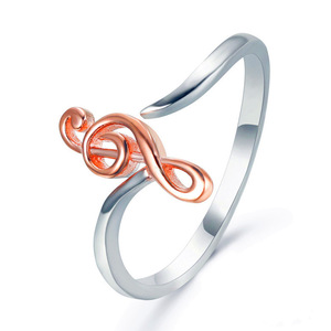 Anello da Donna in Rame Bicolore con Nota Musicale, Regolabile e Creativo - Product Image 1