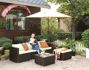 Songmics Bên Ngoài 4 Chỗ Ngồi Không Thấm Nước Patio Phòng Chờ Đồ Nội Thất 5 Pcs Sofa Set Ngoài Trời Đồ Nội Thất Sân Vườn Set - Product Image 3