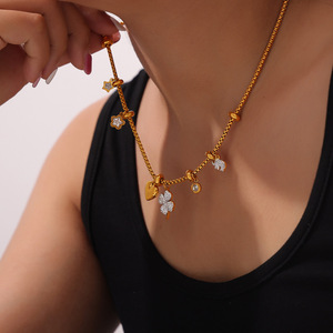 Ensemble de bijoux de luxe pour mariée, <span class=keywords><strong>collier</strong></span> <span class=keywords><strong>et</strong></span> <span class=keywords><strong>bracelet</strong></span> classiques en acier inoxydable avec zircon - Product Image 5