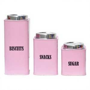 Galletas Aperitivos Frascos de azúcar y contenedor Juego de 3 Ideas de regalo Cajas herméticas decorativas Artesanías Juego de botes de calidad premium - Product Image 1