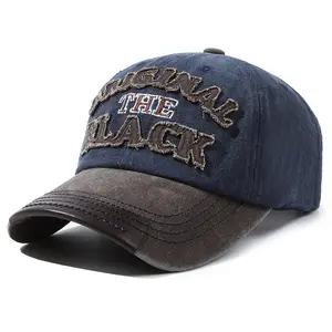 Custom short brim embroidered duck cap Plain Dad vintage hat washed to make old baseball cap