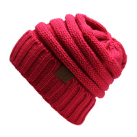 Chapeau tricoté chaud et pliable pour femme, couleur unie, avec logo personnalisé, nouvelle collection automne-hiver