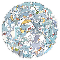 Autocollants décoratifs transfrontaliers style nordique, motif requin de dessin animé, animaux marins mignons, graffiti