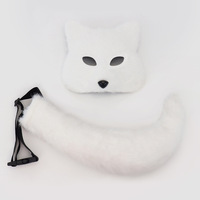 Ensemble Masque de Renard en Peluche POWER pour Halloween, Accessoires de Costume de Cosplay, Queue de Bête en Peluche Assortie aux Couleurs, Accessoires de Cosplay