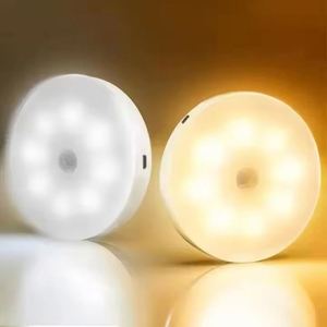 Lampe de chevet ronde portable à bas prix, lumière blanche chaude douce, rechargeable par USB, LED avec capteur de veille ultra longue durée, veilleuse - Product Image 1