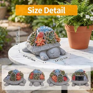 Estatua de Tortuga Solar para Jardín, Decoración de Exterior con 7 Luces LED, Diseño Suculento para Patio, Balcón, Regalo Artístico para Mujeres - Product Image 3