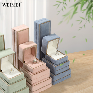 WEIMEI Luxurious Pink Blue Green Velvet Light Modern Simple Style Custom Logo Recyclable Jewelry Pouches <b>Gift</b> Packing <b>Box</b> - Product Image 6