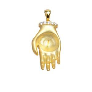 Pendentif en argent S925 en forme de main de Bouddha, support vide, finition mate 12-14, pour composants de bijoux de haute qualité - Product Image 5