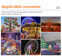 Lumière LED RGB à pixels AC24V 1-16 Cabochon, lumières ponctuelles amusantes pour parcs d'attractions, corps en plastique IP65, CRI 80