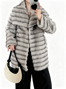 Cappotto in <span class=keywords><strong>Pelliccia</strong></span> Sintetica alla Moda 2026, Imitazione <span class=keywords><strong>Visone</strong></span> con Collo Lungo, Cintura a Righe Orizzontali, Cappotto in Peluche per Donna - Product Image 6