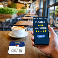 Carte de visite intelligente programmable et réinscriptible avec puce, code QR pour avis sur les réseaux sociaux, autocollant 3M, plaque NFC personnalisée en acrylique PVC pour avis Google