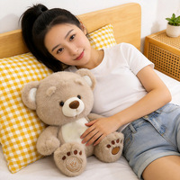 Peluche d'ours véritable avec empreinte de patte, en polyester, adorable compagnon de confort, cadeau idéal pour câliner avant le coucher, Saint-Valentin