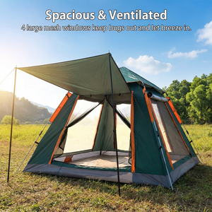 4 Person 2.1x2m 210D Oxford Fabric Waterproof Quick Automatic Opening 4-Season Single-Layer UV-Resistant Camping <b>Tent</b> - Product Image 3