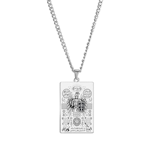 Collier pendentif rectangulaire en acier inoxydable avec amulette Angel <span class=keywords><strong>Gabriel</strong></span> 71 Idées pour le livre de prières Taweez, le Livre de Bulhan, Kitab Al-Bulhan - Product Image 1