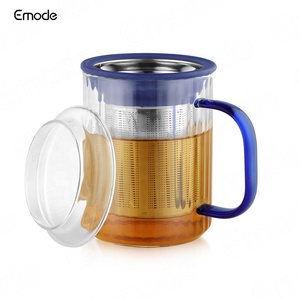 Tasses à thé cannelées en verre de Borosilicate de rayures verticales nervurées <span class=keywords><strong>avec</strong></span> le panier d'infuseur de thé - Product Image 5