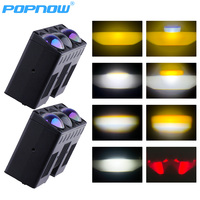 Projecteurs LED universels pour calandre de voiture 200W 12V à 3 lentilles, bicolores 6000K/3000K, Canbus, feux de route/croisement