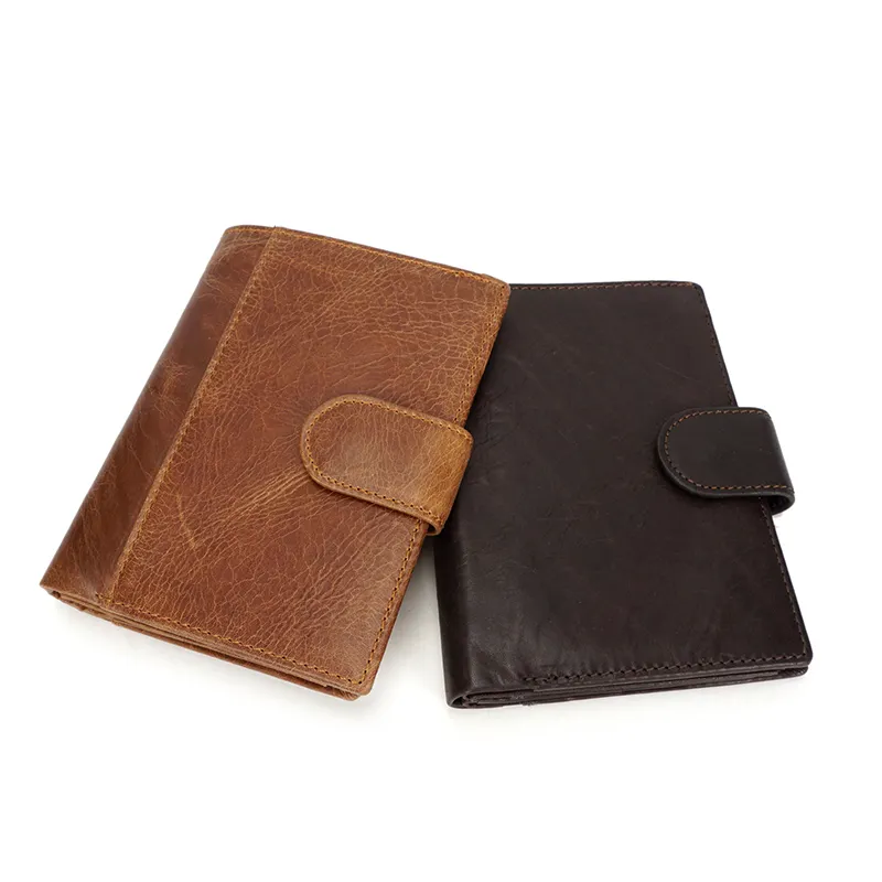 Full Grain Leather Custom Logo Bifold Cowhide Real Mini Cash Money Clip Passport Credit Card Holder Cow Leather Wallet For Men
