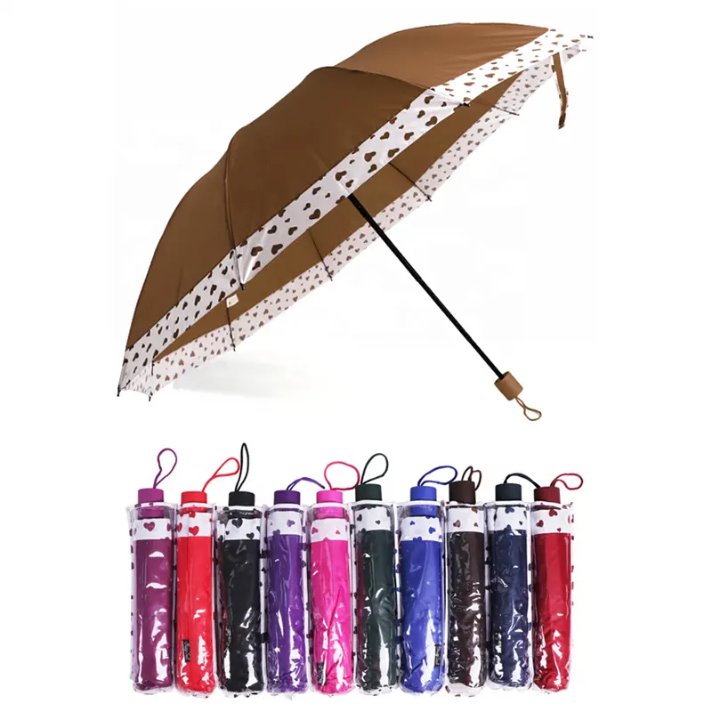 Gelukkig Zwaan Branded Guangzhou Groothandel Hart Liefde Patroon 10 Ribben Paraplu 27 Inches Grootste Maat Opvouwbare Paraplu