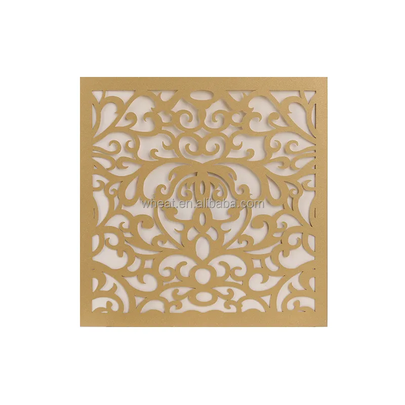 Muitas cores em estoque design especial personalizar impressão papel cartão ouro corte a laser convite de casamento com envelope