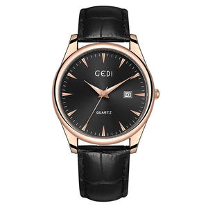 Montre classique en cuir véritable pour couple avec calendrier simple et haut de gamme, montre étanche et de grande valeur esthétique - Product Image 6