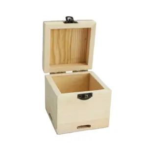 Pan Small Handmade wooden honey packing box small plain unfinished plain wood keepsake box with lock