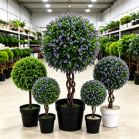Künstlicher Lavendelkugel-Topiary-Baum, künstliche Buchsbaum-Topfpflanze für Garten, Terrasse, Haus, Landschaftsgestaltung, Thanksgiving-Dekoration