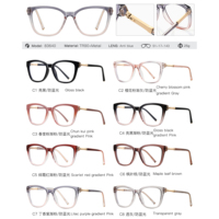 Lunettes de vue pour femmes MS 83640, monture carrée œil de chat en TR90, anti-lumière bleue, finition transparente dégradée
