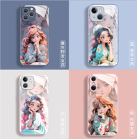 Coque arrière de téléphone portable PC TPU en verre d'impression de princesse papillon mignon pour Iphone 8 SE X Xr XS 11 12 13 14 15 16 17 Pro Max