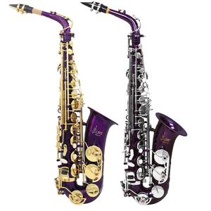 SLADEアルトサックスEbキー真鍮ボディカービングホワイトシェルキーパープルシルバースプリングケース付きOEM - Product Image 1