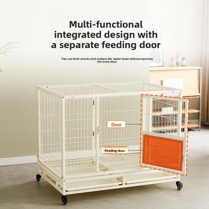 <span class=keywords><strong>Jaula</strong></span> Plegable Grande para Perros, Moderna, Sencilla, Blanca, con Doble Puerta y Separador Interior, Envío Rápido - Product Image 1