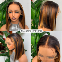 Perruques Courtes Bob Brésiliennes Africaines en Cheveux Humains avec Cuticules Alignées, Vente en Gros d'Usine, Lace Front pour Femmes Noires