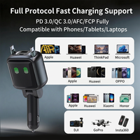 Chargeur rapide PD 65W, 4 ports, câble rétractable double type-C, adaptateur d'alimentation pour allume-cigare stéréo, chargeur de voiture universel 12-24V
