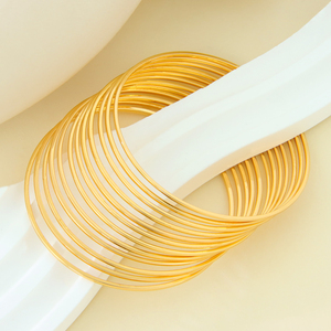 2pcs Dubai Stackable <b>Bangles</b> 21k Gold Plated Simple Design Ladies Bracelet Jewelry for Daily Event Party - Product Image 3