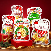 Sac refermable en forme de Père Noël pour Noël, pochette en plastique mignonne de forme spéciale pour l'emballage de bonbons et biscuits de fêtes