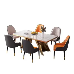 优质家具现代基座71英寸大理石餐桌，带金色螺旋底座
